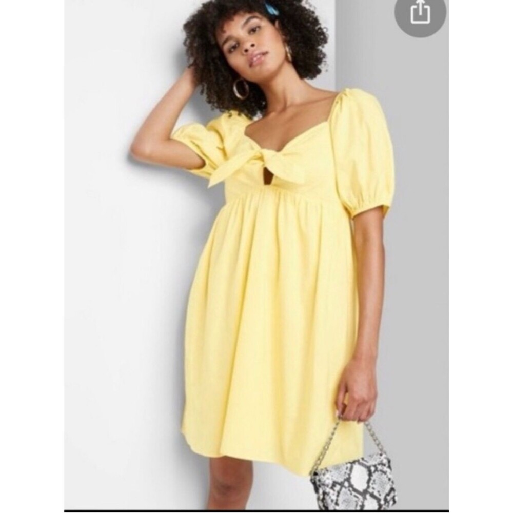 wild fable Sunlit Yellow Tie-Front Mini Dress
